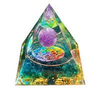 Mokeum Orgone Pyramid for Positive Energy, Amethyst Crystal Sphere Pyramid, Protection Crystals Energy Generator for Stress Reduce Healing Meditation Attract Wealth Luck (Crystal Pyramid-Green)