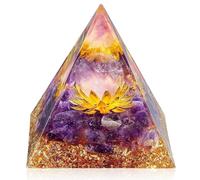 Mokeum Orgone Pyramid for Positive Energy, Amethyst Crystal Sphere Pyramid, Protection Crystals Energy Generator for Stress Reduce Healing Meditation Attract Wealth Luck (Amethyst-Flower of Life)