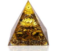 Mokeum Orgone Pyramid for Positive Energy, Amethyst Crystal Sphere Pyramid, Protection Crystals Energy Generator for Stress Reduce Healing Meditation Attract Wealth Luck (Tiger's Eye Stones)