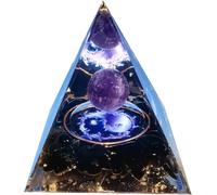 Mokeum Orgone Pyramid for Positive Energy, Amethyst Crystal Sphere Pyramid, Protection Crystals Energy Generator for Stress Reduce Healing Meditation Attract Wealth Luck (Amethyst-Taiji)