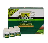 Mokhtar Tea London | Premium Quality Green Tea | With Cardamom | 100 Teabags | Large Teabags for Whole Pot | 100% Natural
