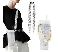 MOKICE Paracord Handle for Stanley Cup 40/30/20 OZ,Shoulder Strap for Owala/Hydroflask/Simple Modern/Yeti Tumbler, Handle with Carrier Fits Most 8-40oz Water Bottles. (White/Black)