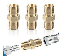 MOKIDO Pack of 4 Gas Hose Connectors 1/4 Inch Male Left Brass Double Nipple - Gas Connection Adapter, Quick Coupling, Gas Hose Adapter for Propane, Gas Cookers, Solar Systems