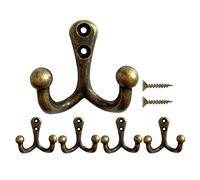 Mokife 5 Pack Coat Hooks Heavy Duty Vintage Double Wall Hook Strong Entrance Hangers for Hanging Clothes Jackets Robes Towels Hats Keys Bags Cups, Bronze