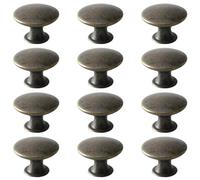 Mokife Antique Cupboard Door Knobs Bronze, 12 Pack Round Metal Wardrobe Handles Kitchen Cabinet Pulls with Screws for Chest of Drawers Furniture Dresser Door, 30x21mm