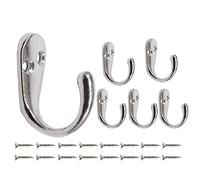 Mokife Coat Hooks for Door Wall, 6 Pack Chrome Entrance Hooks Heavy Duty Single Vintage Utility Hook for Hanging Clothes Jackets Robes Towels Hats Keys Bags Cups, Silver