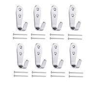 Mokife Wall Hooks Heavy Duty, 8 Pack Single Coat Hooks Stainless Steel Brushed Entrance Hooks, Small J Utility Hook for Hanging Clothes Jackets Robes Towels Hats Keys Bags Cups, Silver