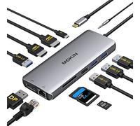 MOKiN 12-in-1 USB C Docking Station Dual Monitor With Triple Display, 2 HDMI, DisplayPort, 100W PD, 4 USB, Gigabit Ethernet, SD/TF, Audio Port - Multiport Adapter for HP/Dell/Lenovo