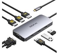 MOKiN 7-in-1 USB C Hub Multiport Adapter, USB C Docking Station with 2 * 4k@60Hz HDMI, DisplayPort, VGA, 3*USB-A Port, Type C Hub Triple Display compatible for Dell/Lenovo/HP/Macbook