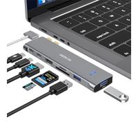 MOKiN USB-C Adapter for MacBook Pro 2023,2022,2021, 7 in 2 MacBook Pro USB Adapter for MacBook Pro/Air M1M2M3, Mac Dongle with 4K HDMI, 2 USB 3.0, TF/SD, USB-C 100W and Thunderbolt3