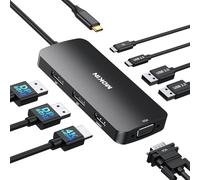 MOKiN DisplayPort USB C Hub, 8 in 1 2 DisplayPort Docking Station | USB C Adapter with 2 x DP, HDMI 4K, VGA, USB C 2.0 and USB A 2.0, PD 100W, Docking Station for HP Laptop