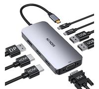 MOKiN Dual HDMI USB C Hub, 8 in 1 USB C Docking Station, Multiport to Dual HDMI and DP Adapter, 2 USB Port, 1 PD and VGA Port, Docking Station for Dell XPS, Lenovo, Huawei, HP Tablet Type C etc.