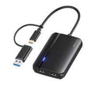 MOKiN HDMI Splitter for Dual Monitors, 4k@30hz HDMI Splitter Extended Display for Mac/Window, Usb C/Usb A 3.0 to Dual Hdmi Adapter for MacBook, Dell, Lenovo, HP, Chromebook Pixel, Surface Book etc