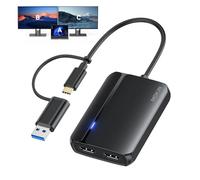 MOKiN HDMI Splitter for Dual Monitors, 4K@30Hz HDMI Splitter Extended Display for macOS/Windows, Usb C/Usb A 3.0 to Dual Hdmi Adapter for MacBook, Dell, Lenovo, HP (4K@30Hz+1080p)