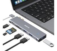 MOKiN Macbook USB C Hub Adapter Multiport Accessories 6 in 2 Macbook Dock | mac adapter multiport with Thunderbolt 3(100W PD/40Gbps Data)+3 USB A 3.0+SD/TF