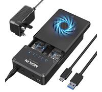 MOKiN NVMe Enclosure, M.2 SSD Enclosure Dual-Bay Offline Clone Tool-Free, USB 3.1 Gen 2 10Gbps NVMe Docking Station with Cooling Fan, Hard Drive Enclosure for NVMe PCIe Size 2230/2242/2260/2280(8TB)