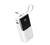 MOKiN Portable Charger, 10000mAh Power Bank, 30W Fast Charging Battery Pack, USB-C, USB A, Bulit in 2 Cables iOS & Type C, Digital Display, Compact PowerBank Compatible with iPhone 16/15/14/13,White