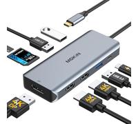 Laptop Docking Station, USB C Dual HDMI Adapter, 9 IN 1 USB C Dual Monitor Docking Station with 2 HDMI, DisplayPort, 3 USB, 100W PD, SD/TF for MacBook Pro 2020-2016, MacBook Air 2020-2018