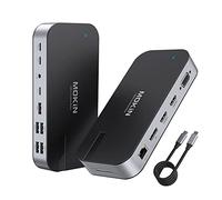 MOKiN USB C Docking Station Dual Monitor Laptop Docking Station with 4K Dual HDMI, VGA, Display Port, Gigabit Ethernet, 4xUSB, 100W PD, SD/Micro SD Card Reader, Thinkpad T480, XPS 13/15