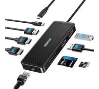 MOKiN USB-C Hub, 9-in-1 USBC Dock, Dual 4K HDMI USB C to USB Adapter, 1 Gbps Ethernet Hub, 100W Power Delivery, SD Card Reader for MacBook Pro, XPS and More