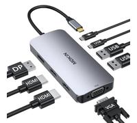 MOKiN USB C Laptop Docking Station Dual Monitor Adapter with 2 HDMI | DP+VG 2 USB A 2.0+USB C 2.0+PD for Dell XPS,HP, Lenovo