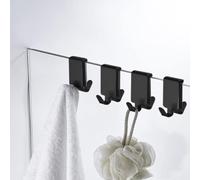 MOKIUER Double Hooks for Glass Shower Door, Towel Hooks Over The Bathroom Glass Wall 0.31-0.39in, Stainless Steel, Black 4 Pack, HH10001BMB4P