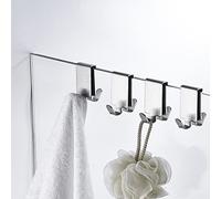 MOKIUER Double Hooks for Glass Shower Door, Towel Hooks Over The Bathroom Glass Wall 0.31-0.39in, Stainless Steel, Brushed,4 Pack.