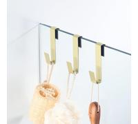 MOKIUER Shower Door Hooks,Towel Hook, Over Glass Door Hook for Bathroom, Suit for Frameless Glass Shower Door 0.39" (10 mm) Stainless Steel Gold, 3 Pack