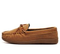 Mokkers Mens Real Leather Suede Moccasin Slippers with Rubber Sole Sand 12 UK