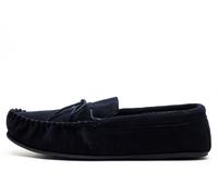 Mens Genuine suede leather Moccasins with hardwearing PVC sole Navy size 10