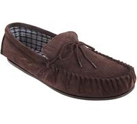 Mokkers Bruce Real Suede Moccasin Slippers - Dark Brown, Size 6 UK