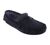Mokkers Bruce Real Suede Moccasin Slippers - Navy Blue, 13 UK