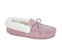 Mokkers EMILY Ladies Suede Moccasin Slippers Pink UK 6