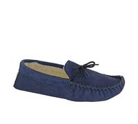 Mokkers Jake Moccasin Slippers Men's | Slip On Shoes | Navy Blue | UK Size 12