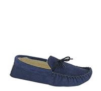 Mokkers Jake Moccasin Slippers - Navy Blue - 10 UK