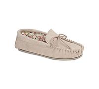 Mokkers LILY Ladies Suede Moccasin Slippers Stone UK 8