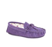 Mokkers LILY Ladies Suede Moccasin Slippers Purple UK 3