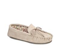 Mokkers LILY Ladies Suede Moccasin Slippers Stone UK 6