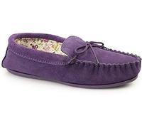Mokkers LILY Ladies Suede Moccasin Slippers Purple UK 4