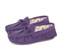 Mokkers LS339PL-3 Ladies Suede Moccasin Slipper, Purple