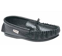 Mokkers Mens Black Softie Leather Moccasin Slippers Hard Sole Sizes 6 to 13 (8)