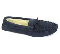 Mokkers Mens Blue Leather Thermal Lined Moccasin Slippers with Soft Sole (9)