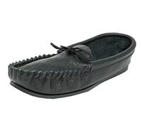 Mokkers Mens British Made Soft Leather Moccasin Slippers BLACK Size 7