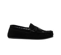 Mokkers Men's Bruce Real Suede Moccasin Slippers in Black | Size: 12 Mokkers Black 12