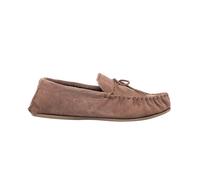 Mokkers Men's Bruce Real Suede Moccasin Slippers in Taupe | Size: 12 Mokkers Taupe 12