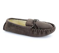 Mokkers Mens Jake Real Suede Moccasin Slippers (8 UK) (Dark Taupe)