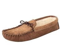 Mokkers Mens Jake Real Suede Moccasin Slippers with Warm Thermal Lining Taupe 13 UK