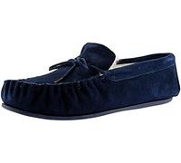Mokkers OLIVER Suede Leather Genuine Moccasin Slippers - Navy Real Suede, Mens UK 13 / EU 47