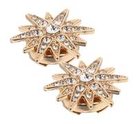 MOKKHNB 1 Pair Golden Rhinestone Clip-on Button Covers for Blouses and Clothing, Six-pointed Star Shape with Elegant Sparkly Design, for Formal and Casual Occasions DIY Decoration