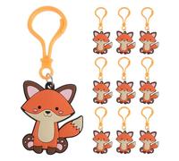 MOKKHNB 10pcs Fox Keyring - Cute Animal-Shaped Keychain - Cartoon Figurine Mini Key Chains - Small Party Favors Gift for School Bags and Party Decorations